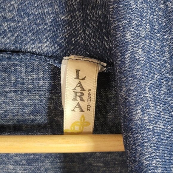 Lara Fashion Tunic Top Blue Small Medium Elbow Patches Long Sleeve Cowl Neck - Picture 5 of 8